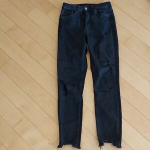 &Denim black cut off and distressed jean sz. 27W